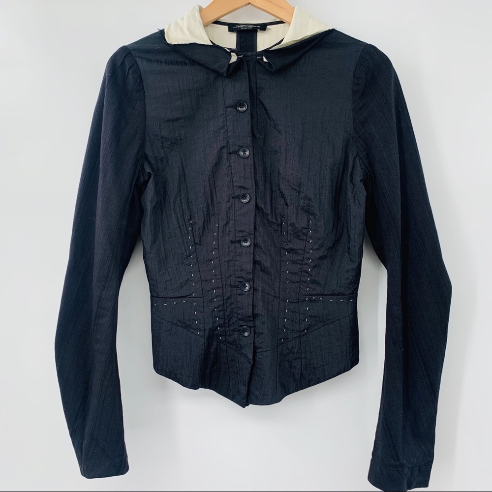AllSaints Black victorian Jacket with Cream trim deconstructed rare